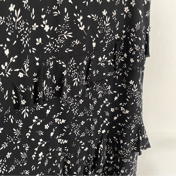 NWOT JOIE Orita Caviar Black Ruffled Floral Midi Dress Tiered V-Neck Size 8 - Picture 7 of 7